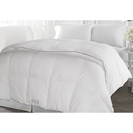ELLE Woven Damask Stripe 500TC Down Alternative Comforter, White, Twin EL120001